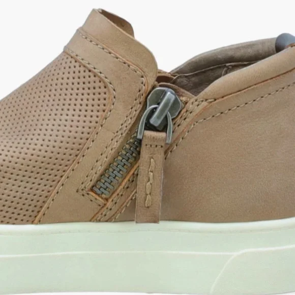 Miz Mooz Arret Side Zip Taupe Leather Platform Sneaker Size 8.5 - Picture 13 of 16